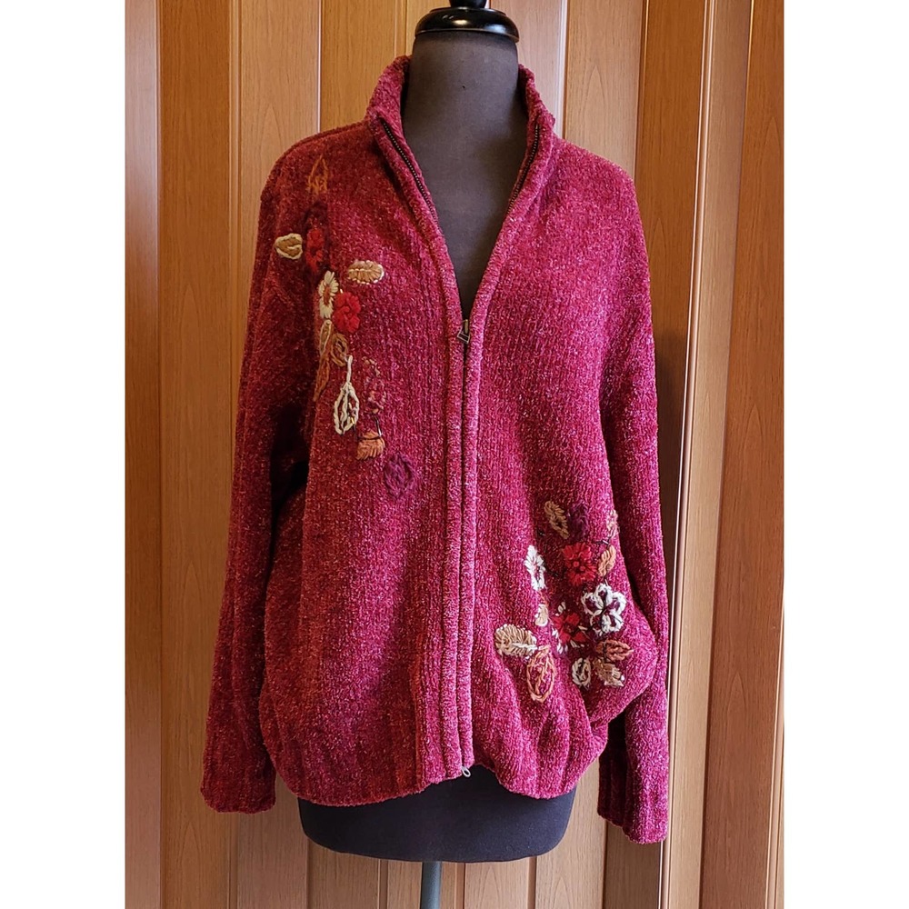 T & Company size XL red zip up sweater